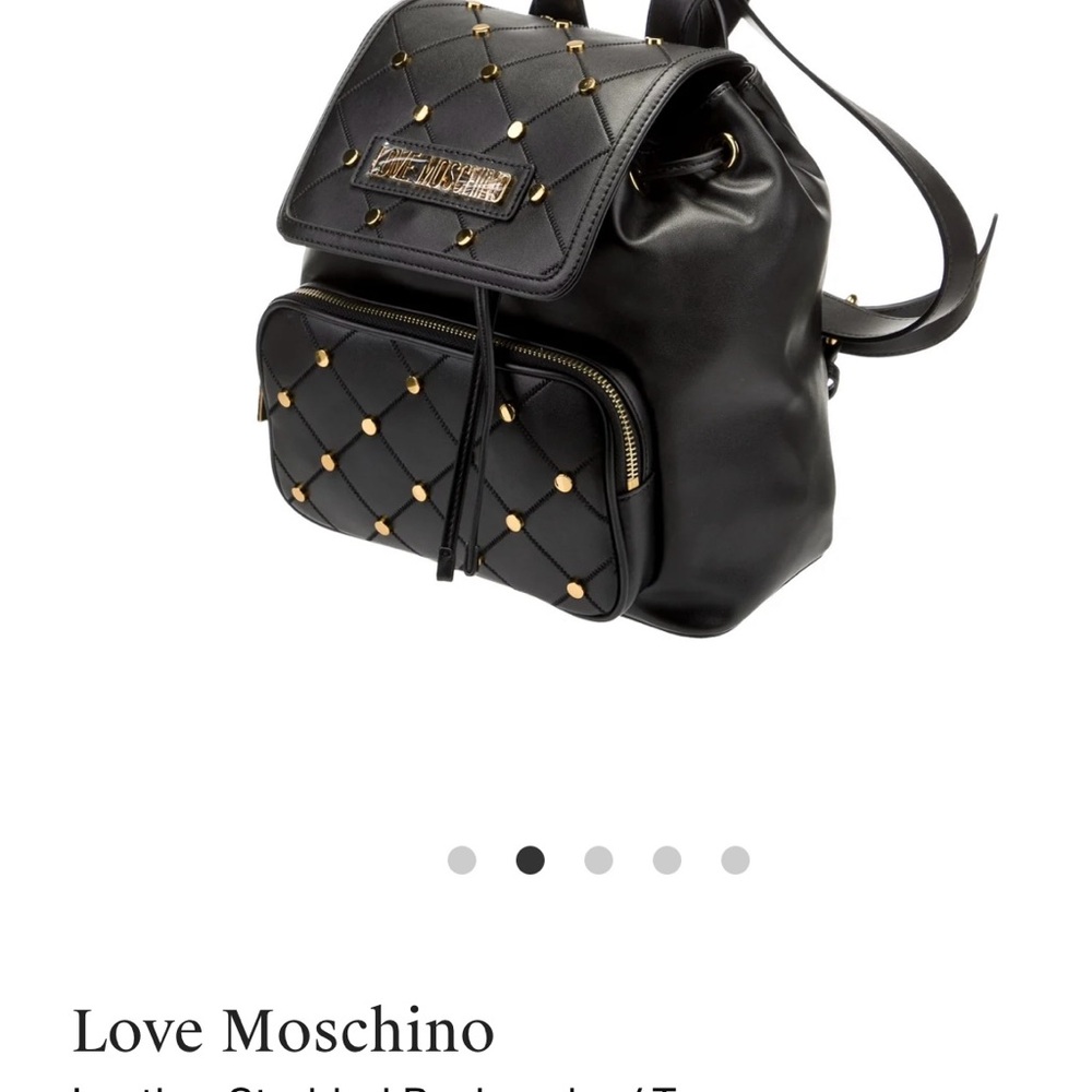 NWOT Love Moschino Black and Gold Leather Quilted Backpack - Picture 8 of 15